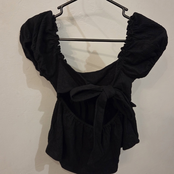 NWT Altar'd State Nia Tie Back Babydoll Top Black - Picture 3 of 7